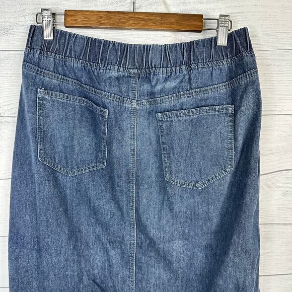 Denim Jean Maxi Skirt Womens size Medium Pull On Boho Festival - Picture 5 of 7